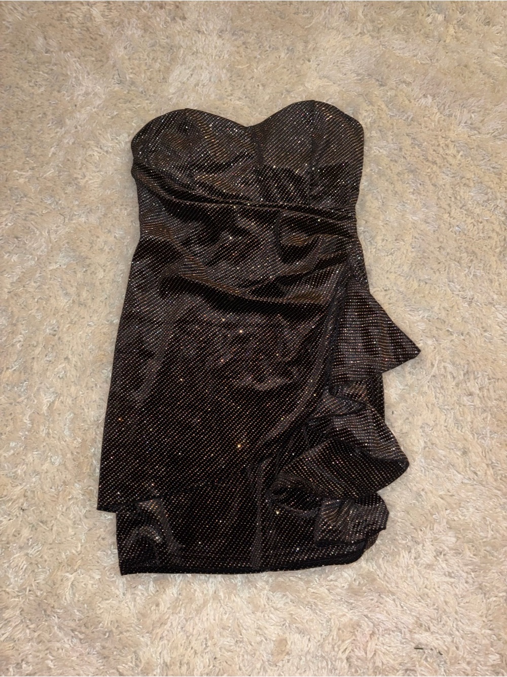Gorgeous Women’s Haute Monde Black Strapless Sparkle Ruffle Hoco/Cocktail Dress